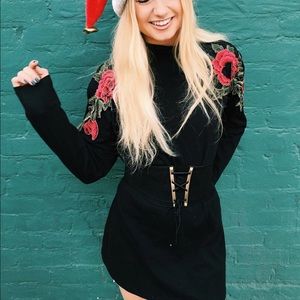 LF Rose Appliqué T-Shirt Dress NWT